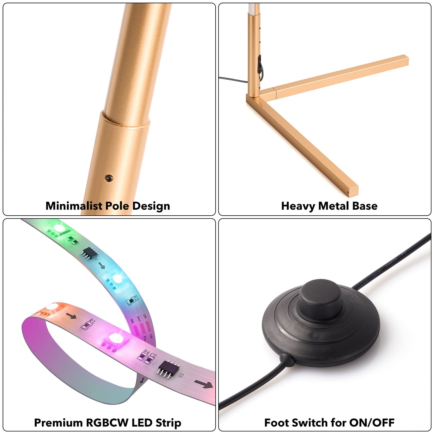 RGBCW Golden Corner Floor Lamp