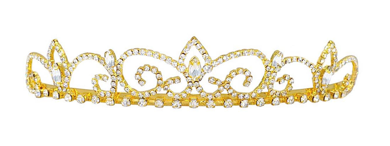 #16232G - Royal Regent Tiara with Combs - Gold Plated